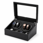 Aerion C402 Premium 4+6 Carbon Fiber Watch Winder, Textured Watch Winder with Storage
