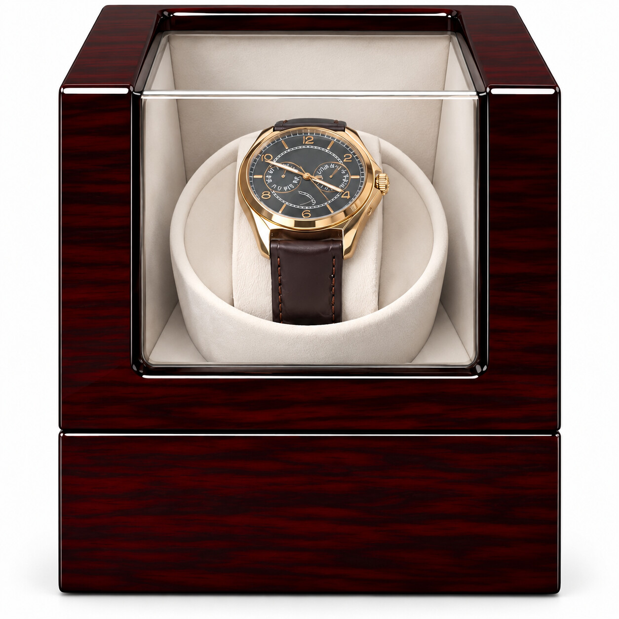 Watch-Winder-Front-1254 Aerion S105 Luxury Automatic Watch Winder Box, Japanese Motor - Image 1