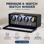 Aerion V303 Luxury 4 Watch Winder with LED Light, Japanese Motor 5 Rotation Modes - Image 5
