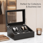 Aerion C402 Premium 4+6 Carbon Fiber Watch Winder, Textured Watch Winder with Storage - Image 4