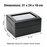 Aerion C402 Premium 4+6 Carbon Fiber Watch Winder, Textured Watch Winder with Storage - Image 6
