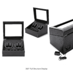 Aerion C402 Premium 4+6 Carbon Fiber Watch Winder, Textured Watch Winder with Storage - Image 5