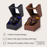 Aerion D202 Luxury Double Watch Winder with LED Light & Auto Stop - Image 4
