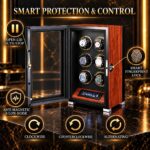 Aerion L503 Luxury 6-Watch Winder with Touchscreen and LED Lighting - Image 4