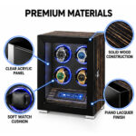 Aerion 4 Watch Winder with Upgraded Fingerprint Entry RGB Light LCD Remote Control Mabuchi Motors - Image 3