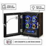 Aerion 4 Watch Winder with Upgraded Fingerprint Entry RGB Light LCD Remote Control Mabuchi Motors - Image 5