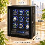 Aerion L504 Luxury 9-Watch Winder with Touchscreen and LED Lighting - Image 8